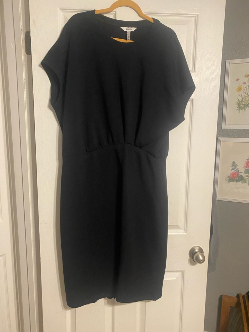 SPANX Black Midi Shift Dress with Subtle Waist Detail